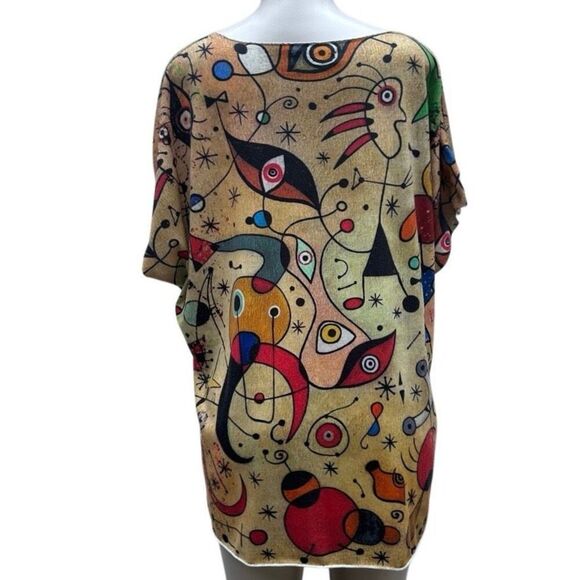 Vtg Sirelys Couture Top Womens 2XL Multicolor With Spanish Surreal Artwork Print - Picture 6 of 16